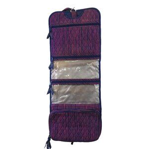 Vera Bradley Travel Hanging Makeup Bag Organizer Impressionista Stripe Pink Purp
